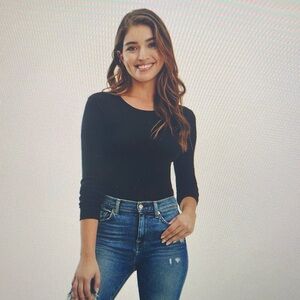 Splendid Classic Long Sleeve Crew - Black Size XS